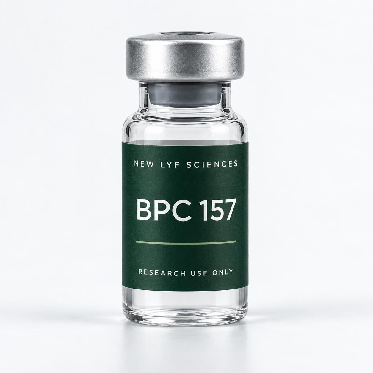 BPC 157 labelled vial — illustrative packaging render