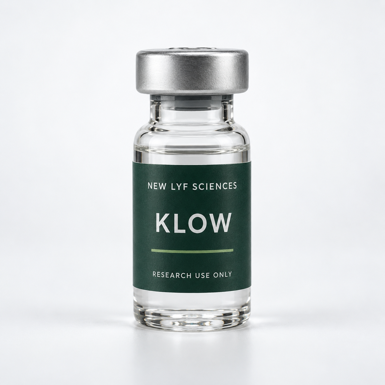 KLOW labelled vial — illustrative packaging render