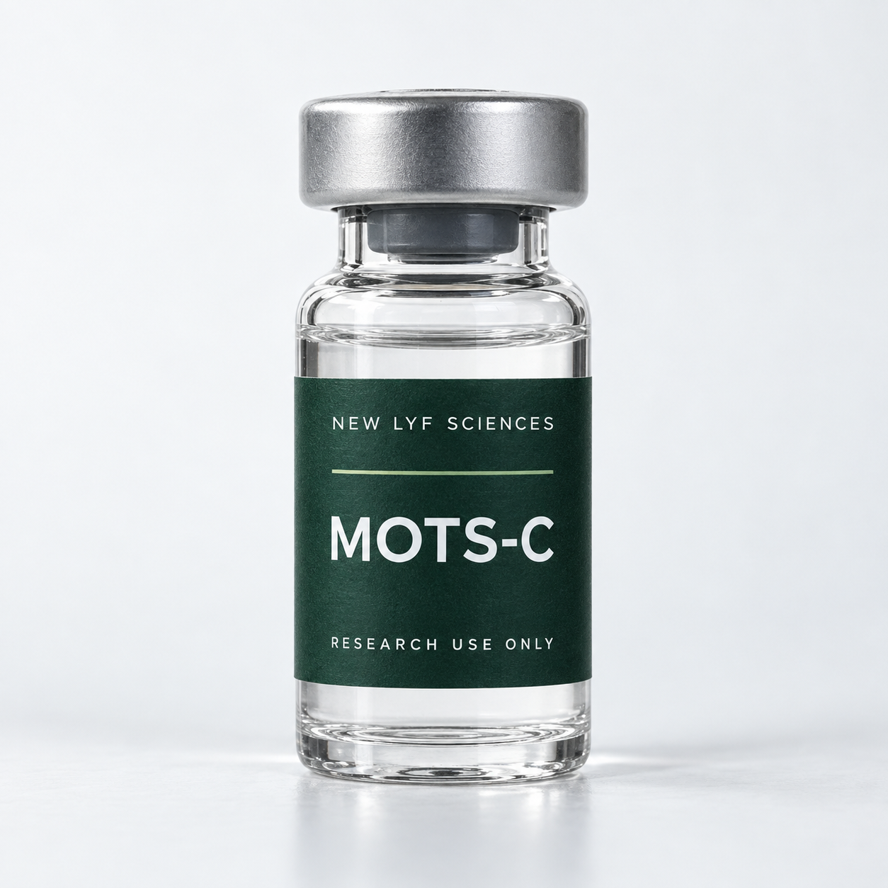 MOTS-C labelled vial — illustrative packaging render