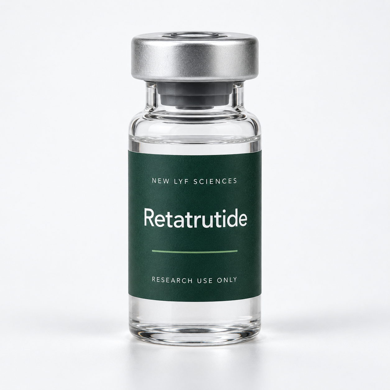 Retatrutide labelled vial — illustrative packaging render